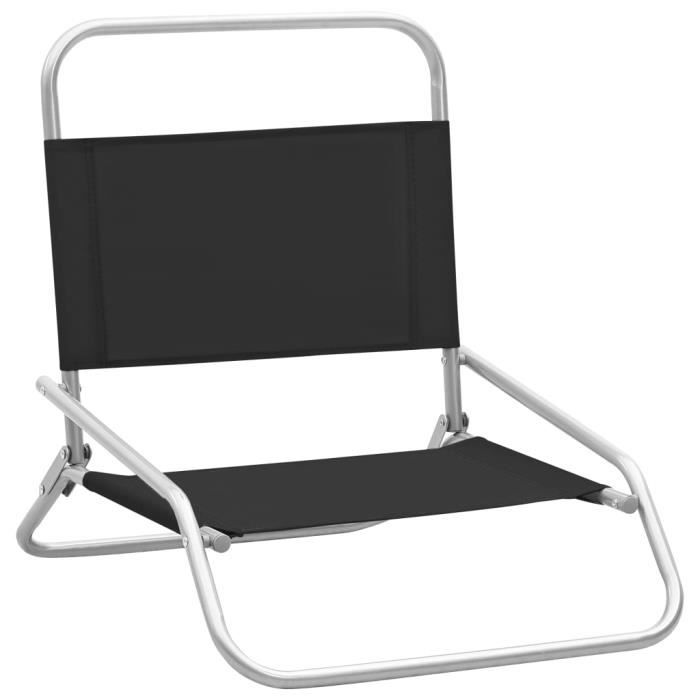 chaises de plage pliables 2 pcs noir tissu mothinessto ly7018