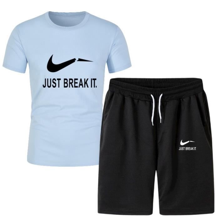 Survêtement Homme 2 pièces Ensemble shorts Sports Jogging Fit Grande VêTements Masculin XHN245 Bleu et Noir6