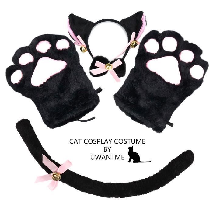 Noir Brillant Chat Chaton Oreilles Déguisement Halloween Bandeau Costume de chat 