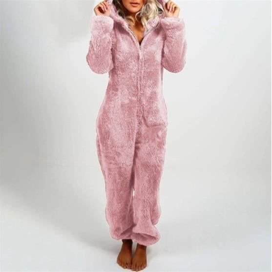 Combinaison Pyjama Polaire Pour Homme - Fermeture éclair, Capuche, Coupe Ample, Vêtement De Nuit Chaud Et Confortable