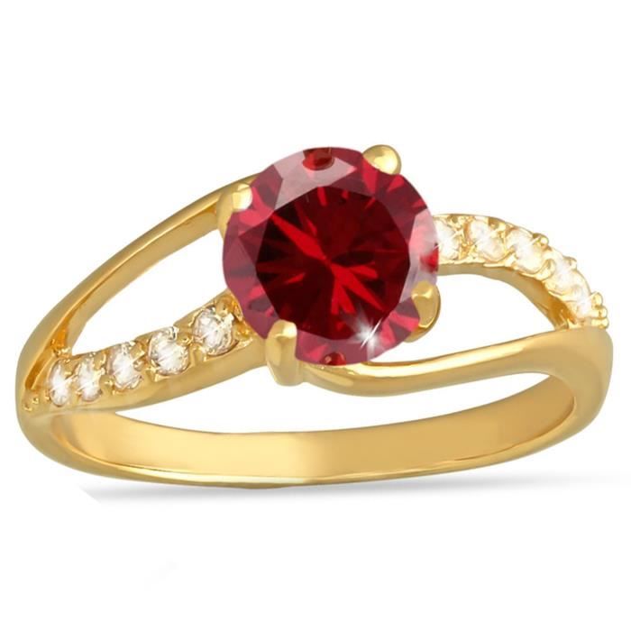 Bague Plaqué Or 'Sissi' rouge doré [N3408] Jaune - Achat / Vente bague ...