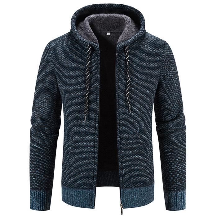 Générique Sweat Homme à Capuche Zippé Hiver Chaud Veste Sport