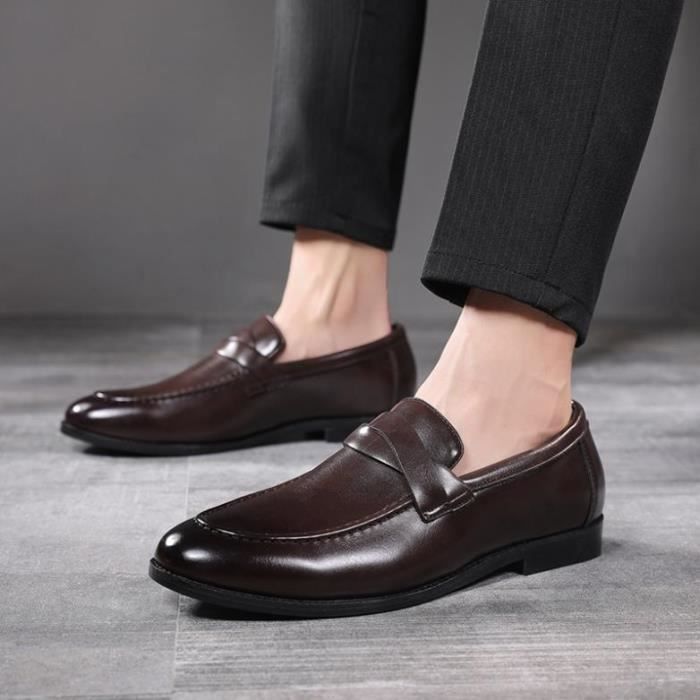 Chaussures Homme en Cuir Decontractees et Business yuanmeizhen Marron Plat Pression Marron Cdiscount Chaussures