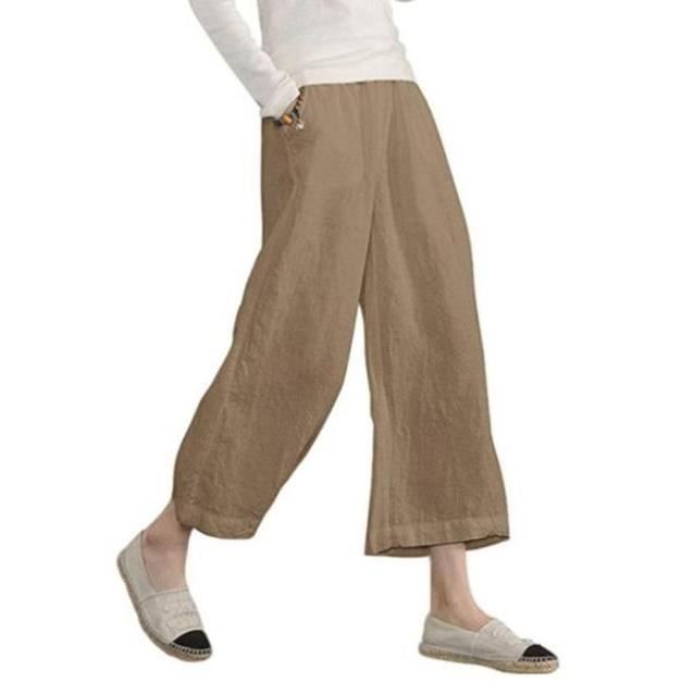 Short femme grande taille en gaze de coton à taille élasti... marron | GEMO