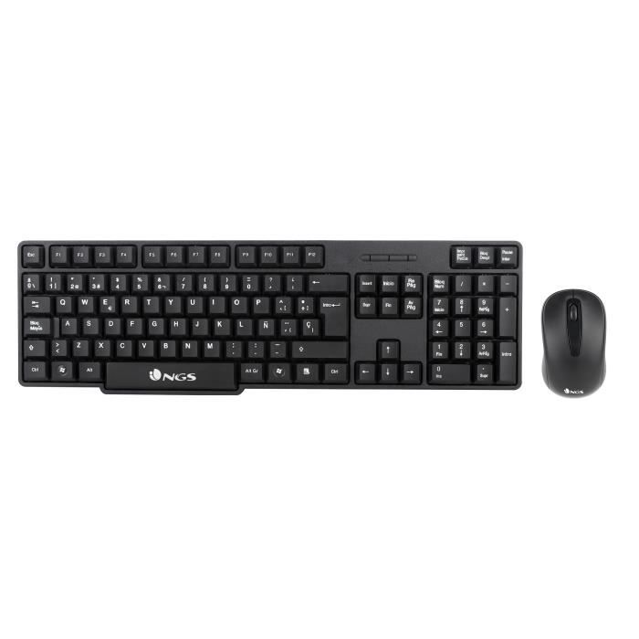 Ensemble Clavier et Souris sans Fil – NGS – Euphoria – Noir – Espagnol – 2.4GHz