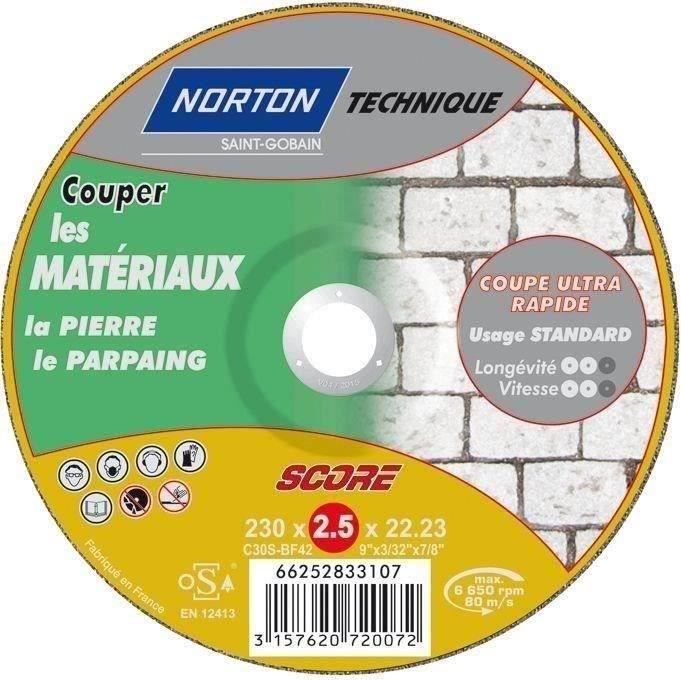 Disque à tronçonner - Score 100 - matériaux - 230x2.5 mm