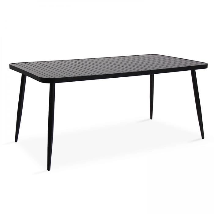 Table de jardin - OVIALA - BRISTOL - Aluminium - Noir - Rectangulaire