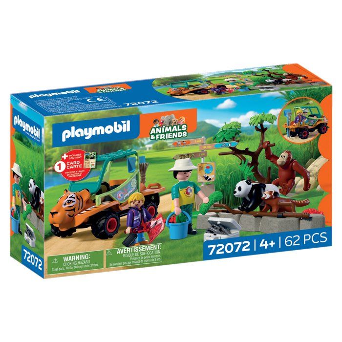Playmobil 72072 Zoo : Gardien de zoo et véhicule