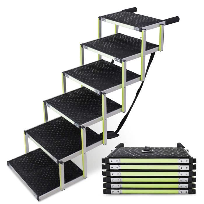 Comparer les prix de Escalier pour chien PRIORPET - Marquage phosphorescent - Rampe pliable pour voiture - 6 marches
