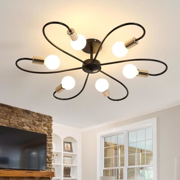 Ehskzjh Lustre Plafonnier Industriel, 6 Lumières Suspension Luminaire ...