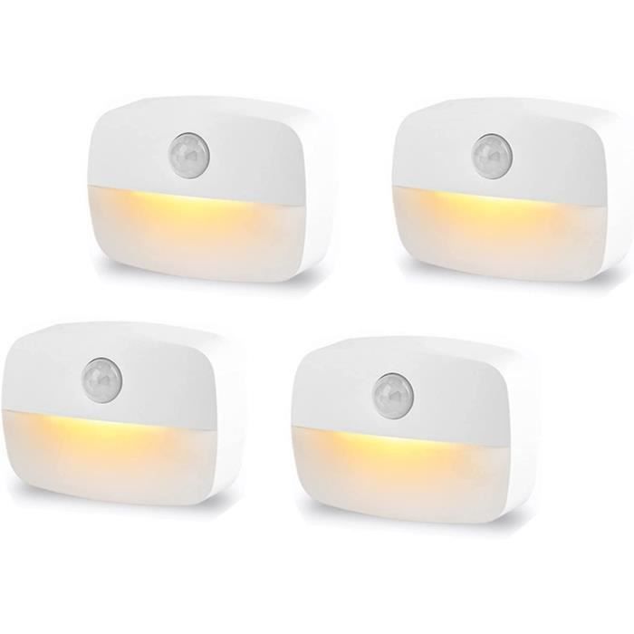 Veilleuses à Détecteur De Mouvement - Lot De 4 Lumières LED Automatiques Pour Placard, Escalier, Couloir