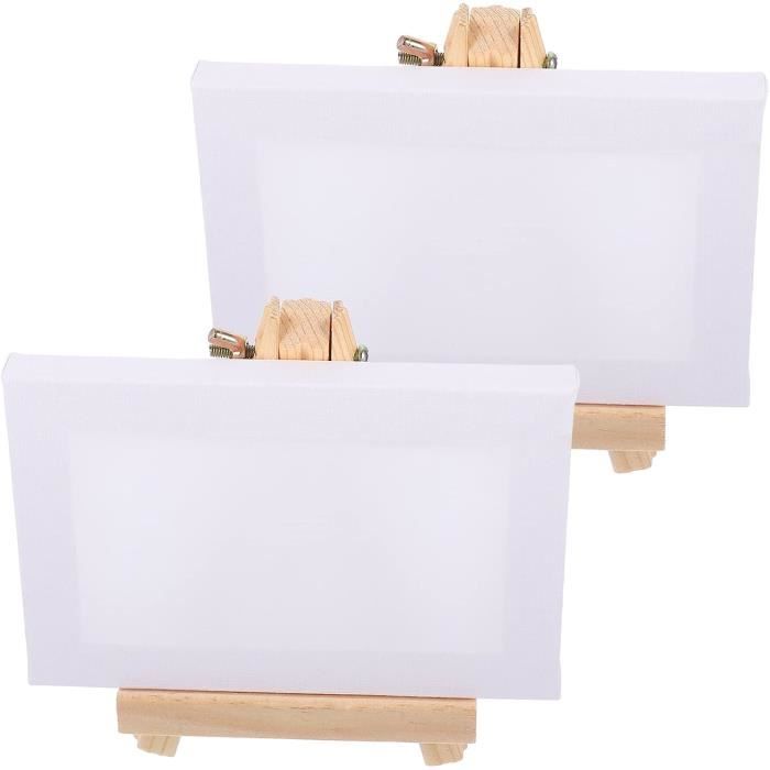 Kit De 2 Mini Chevalets En Bois 10x10 Cm – Avec Toiles, Pinceaux Et Peinture – Loisirs Créatifs