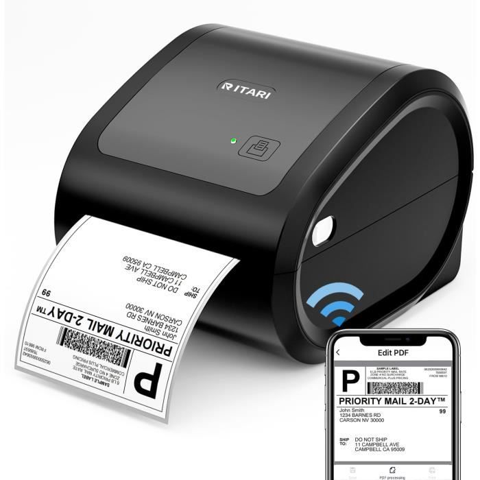 Imprimante D'Étiquettes Thermique Bluetooth - Étiqueteuse Portable Pour  Codes À Barres, Étiquettes D'Expédition Compatibles [J1035]