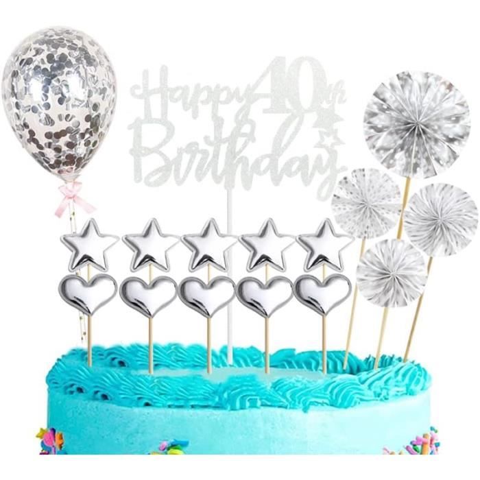 Probuk Décoration Gâteau Anniversaire 10 Ans - 7 Pièces Joyeux Anniversaire Cake Topper - Happy Birthday pour Fête