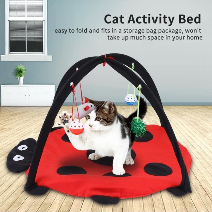 Comparer les prix de Tapis de jeu pour chat Lit multifonctionnel de tente de tapis de jeu d'activité de chat pliable avec des boules de jouet En Stock