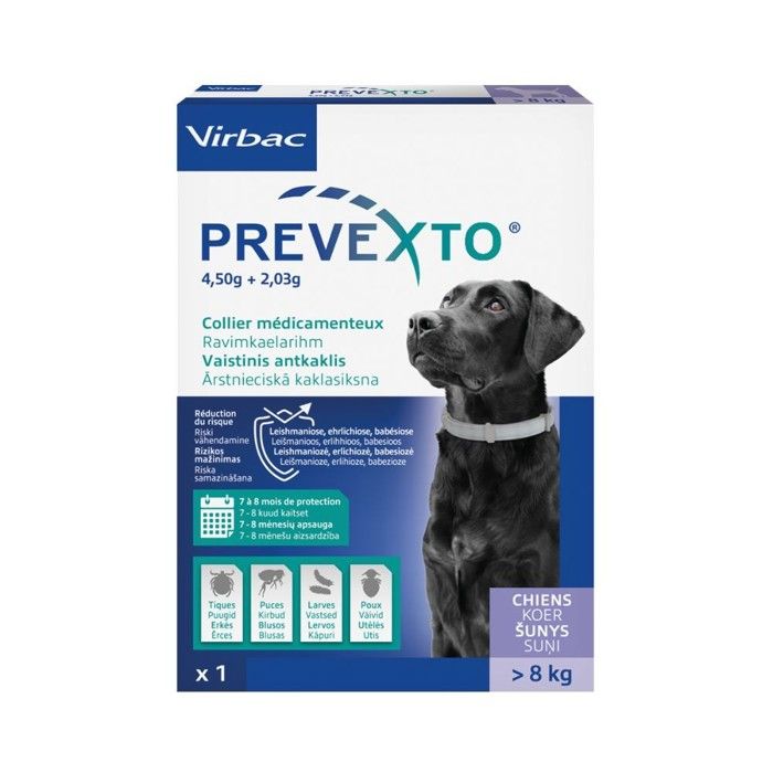 Meilleurs prix pour Prevexto - Collier antiparasitaire Chien + 8kg 1 Unité