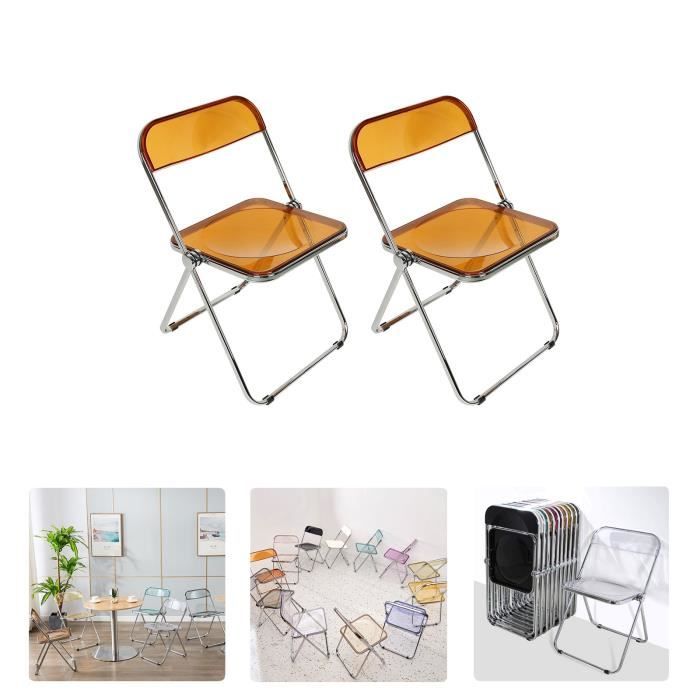 Willonin® 2 X Chaise pliable de salle à manger Plié 88x5 cm Gain de place Chaise empilable en acrylique Style Victoria Jaune