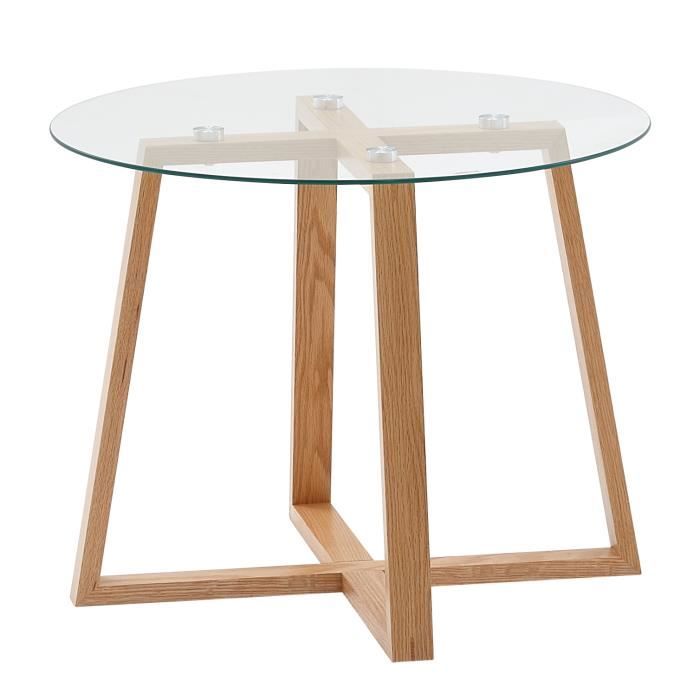 wohnling table basse 58x58x47 cm table de salon bois table basse en verre table ronde