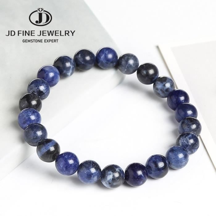 Bracelet Pierre Sodalite 8mm Bleu - Neuf Avec étiquettes, 19-20cm, Sans Fermoir