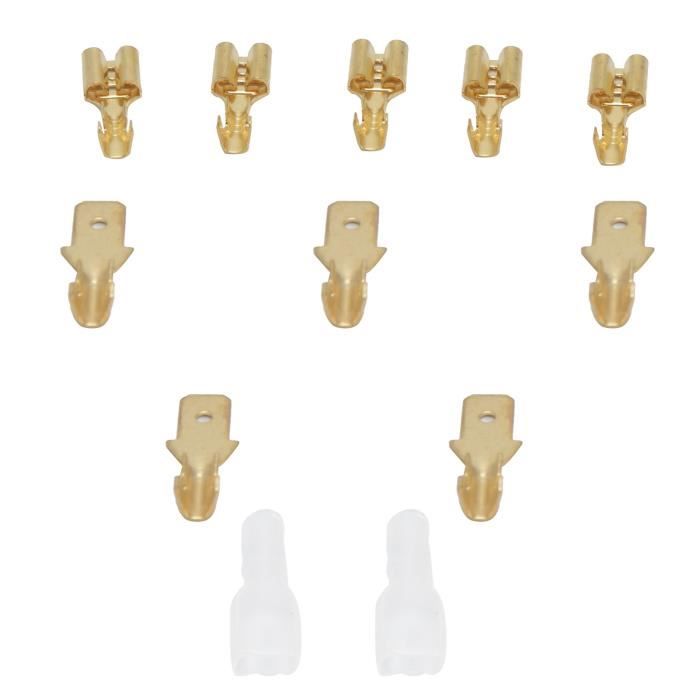 100 Bornes Femelles Isolées Rouges 4,8 X 0,5 Mm - Pour Câbles 0,5-1,5 Mm², Max 10A