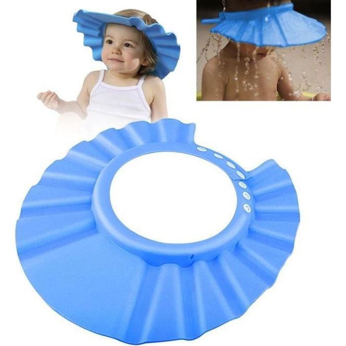 Bonnets de douche de bébé Lot de 3 bonnets de douche de bébé réglables avec cache-oreilles pour éviter que l'eau ne coule sur le visage de bébé rouge, bleu, jaune