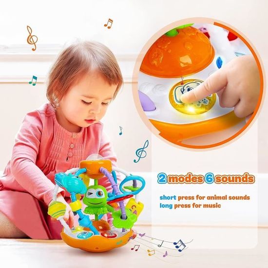 Jouets pour bébés 0-6 mois - Jouets pour bébés 6 à 12 mois Hochets avec  perles de spinner miroir, jouets pour bébé ballon d’activité, shaker,  hochet