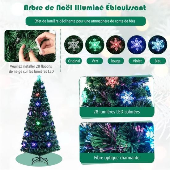 COSTWAY Sapin de Noël Artificiel Argenté Pré-éclairé de 180 cm, 790 Pointes de Branches, 300 COSTWAY Sapin de Noël Artificiel Argenté Pré-éclairé de 180 cm, 790 Pointes de Branches, 300