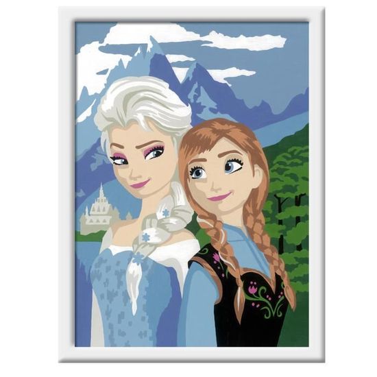 Peinture au numéro : Numéro d'Art lignes colorées : Elsa et Anna