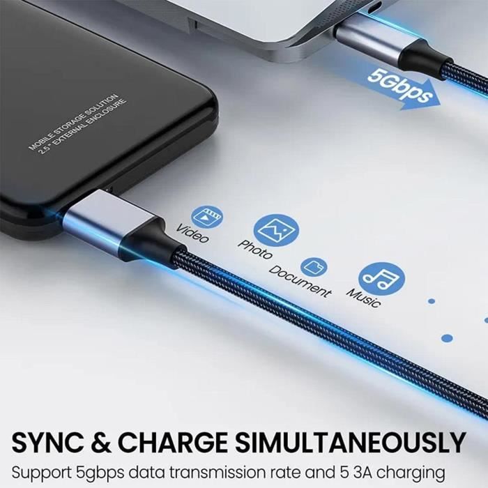 Câble De Disque Dur Usb, Cordon Mobile Universel De Type C, Connecteur De Disque Dur Externe