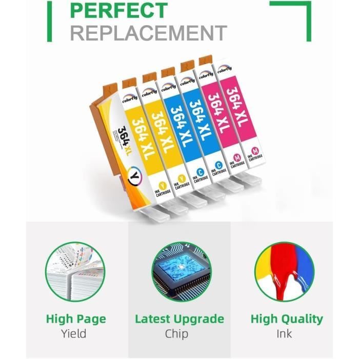 Cartouches D'encre Compatibles 364XL Pour HP - Lot De 9 (3 Cyan, 3 Magenta, 3 Jaune) - Pour Photosmart, Deskjet, Officejet