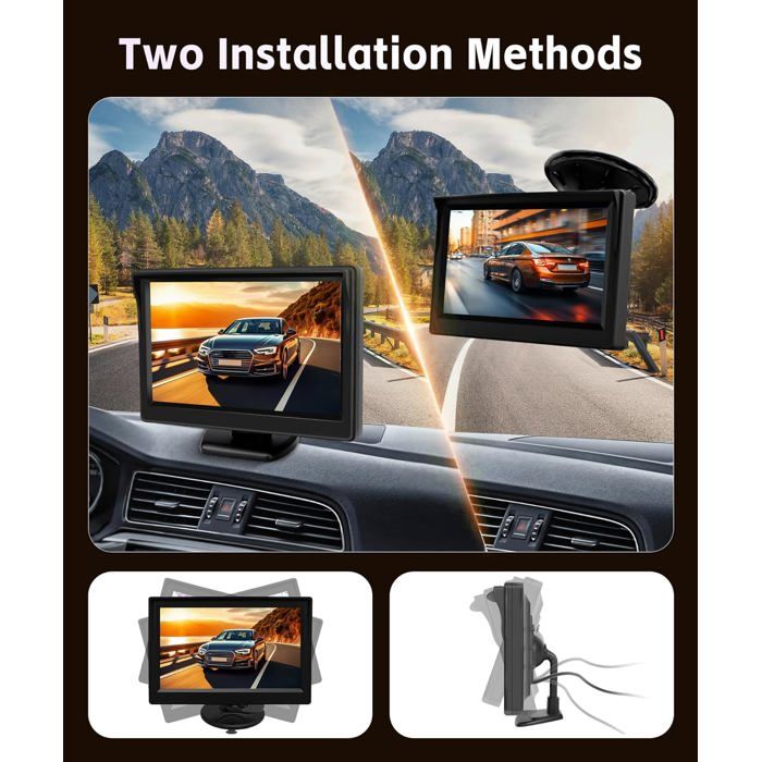 Kit Caméra De Recul 1080P HD Avec Moniteur IPS 7 Pouces - 2 Caméras étanches IP68, Vision Nocturne, Câbles 10m + 15m - Pour Camions, Camping-cars, Remorques - 8
