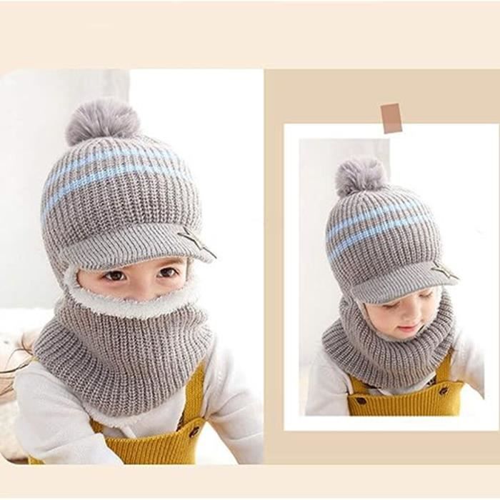 Bonnet en laine hiver enfant enfant bébé coupe-vent à capuche