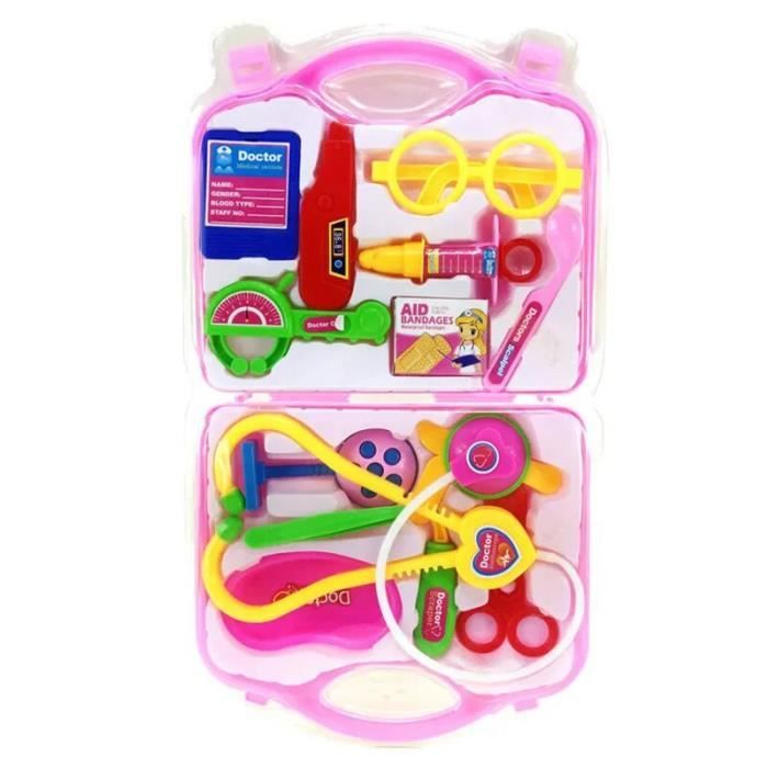 Rose-28pcs - Stéthoscope en bois pour enfants, jouets de Simulation, jeu de rôle de médecin