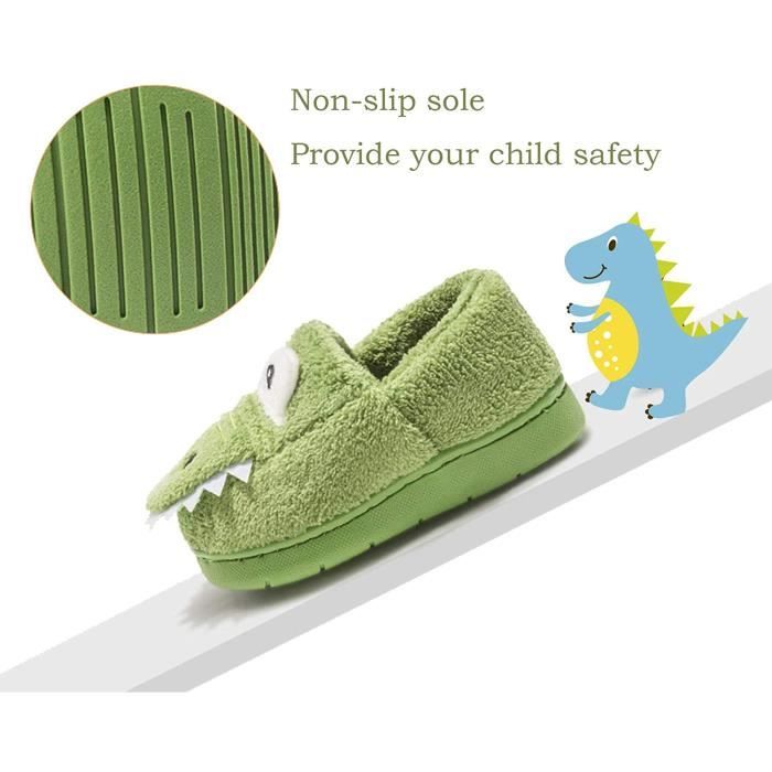 Chaussons Enfants Fille Garcon Pantoufle Peluche Animaux Dinosaure