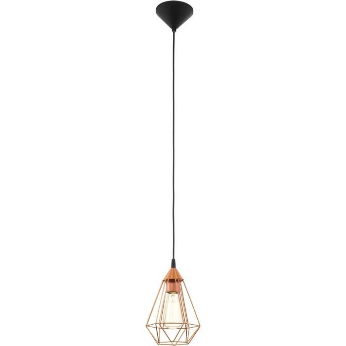 EGLO Lustre TARBES, suspension à flamme vintage au look rétro, matériau : acier, plastique, couleur : noir, douille : E27, 32.5 cm EGLO Lustre TARBES, suspension à flamme vintage au look rétro, matériau : acier, plastique, couleur : noir, douille : E27, 32.5 cm