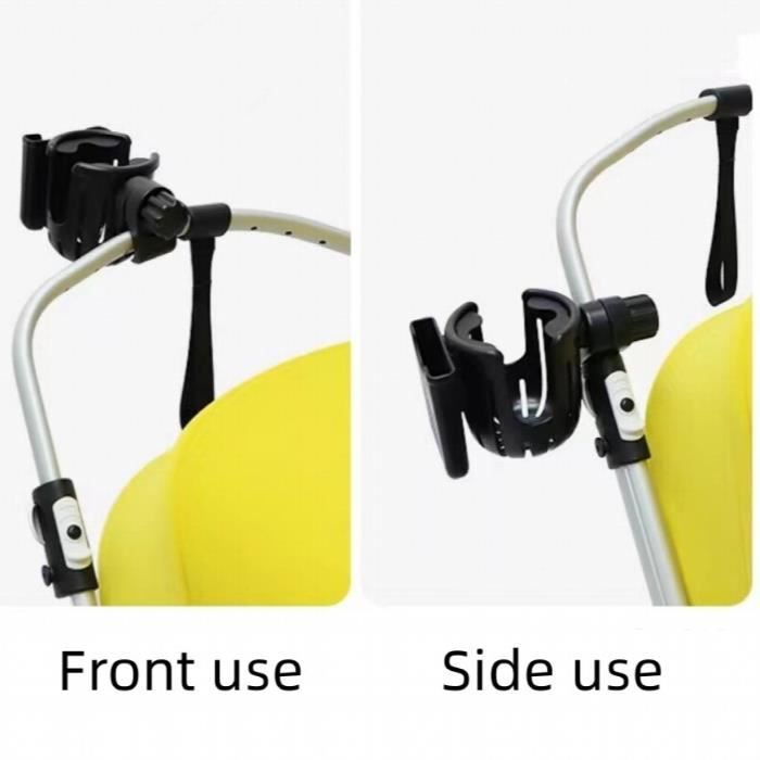 Porte-tasse Poussette Bébé Lot De 2 Porte-gobelets Universels Pour Poussette/vélo – Rotation 360°, Pince Ajustable – Installation Sans Outil – En Plastique ABS Et Métal – Antidérapant