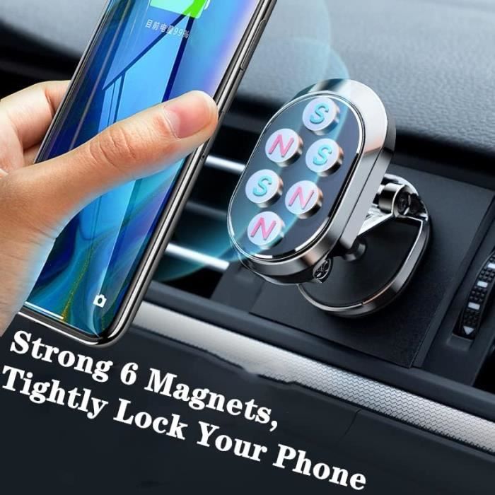 Support De Téléphone Magnétique Pour La Voiture, Double Rotation À 360°  Super Sticker Phone Holder Car Mount, Upgrade 6X Magn[H125] - Cdiscount  Téléphonie