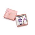 Coffret Montre Fille Enfant et Bracelet Fille - Coffret Cadeau - Mickey 2021 marque cristal quartz acier étanche Violet-2