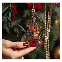 5 Décorations Sapin De Noël Guitare En Bois - Ornements Musicaux Pour Guitaristes Et Amateurs De Rock - 2