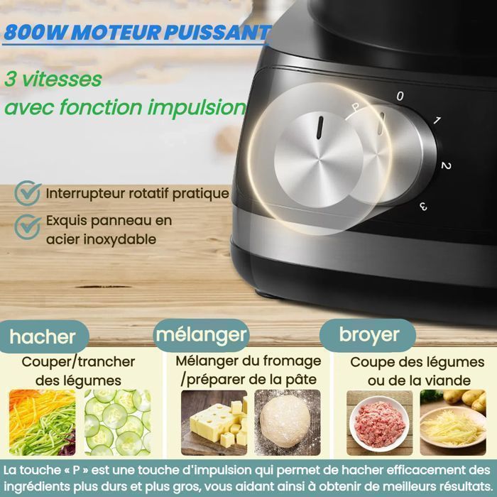 Robot Multifonction AMSTA AMFP275G - Bol 2L + Blender 1.8L - 1000W - 2 Vitesses + Pulse