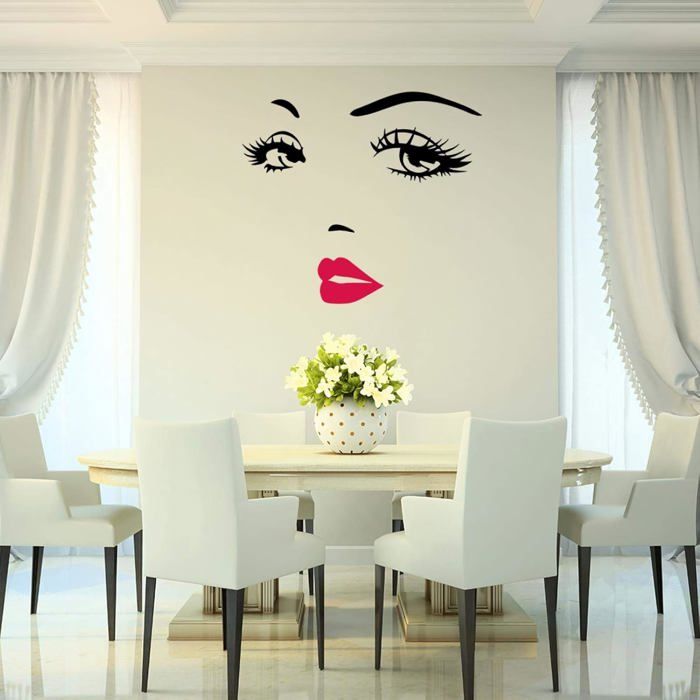 Sticker mural PVC noir portrait femme - 1 pièce - Design artistique ...