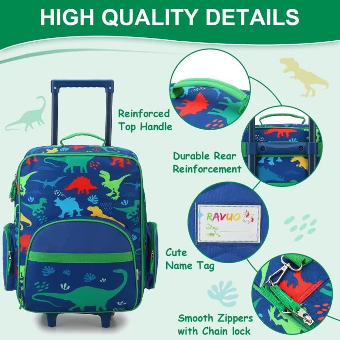 Valise Cabine Rigide Dinosaure 3D Flyte - 27x45x19 Cm - Roues Lumineuses - Neuf