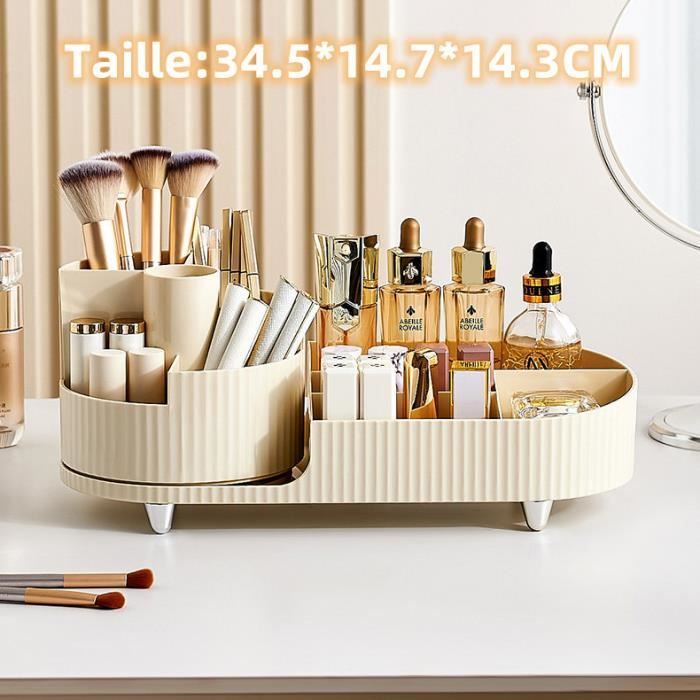 DASITON Organisateur Maquillage Grand Format Gris - 5 Compartiments Acrylique - Rangement Pinceaux Rouge à Lèvres Coiffeuse