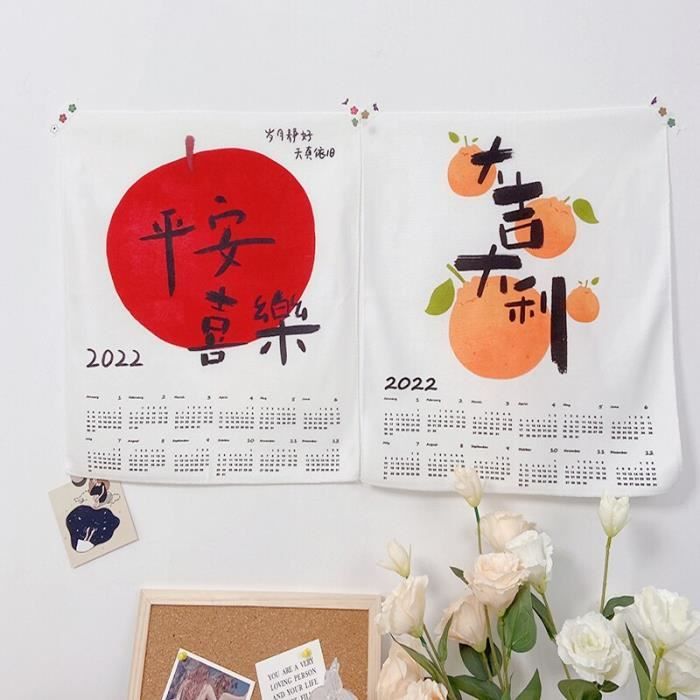 Calendrier Mural En Tissu 2025 Papillons 45x65cm - Décoration Coton Avec Tige