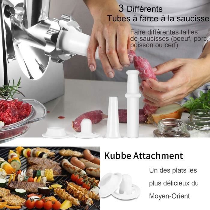 Hachoir à Viande Électrique 2800W - 3 Plaques De Broyage Inox - Machine à Hacher Viande, Légumes, Saucisses
