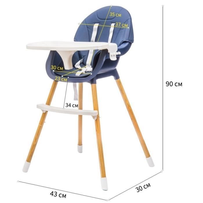 Chaise Haute Bébé 4 En 1 Pliable - Siège Réglable, Plateau Ajustable, De La Naissance à 10 Kg - 8