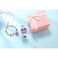 Coffret Montre Fille Enfant et Bracelet Fille - Coffret Cadeau - Mickey 2021 marque cristal quartz acier étanche Violet-3