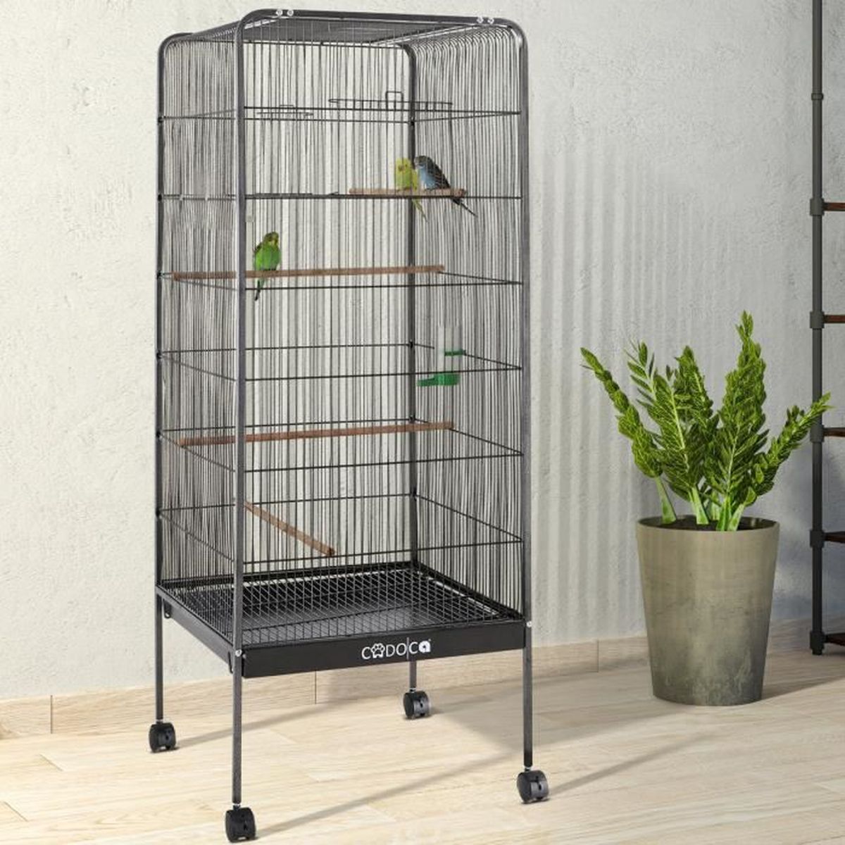 Volière Cage à Oiseaux Xl Hauteur 146cm 2 Portes Canaries Perroquet Perruches