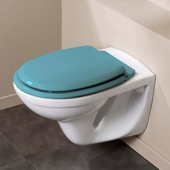 Abattant WC en bois compressA dA clipsable ATLAS turquoise