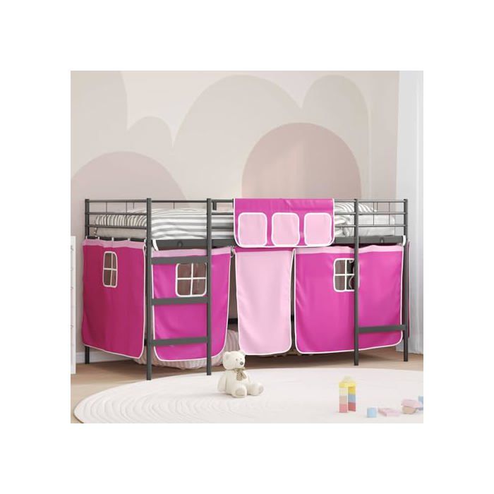 Rideaux pour lit Mezzanine - VIDAXL - Tunnel Blanc et Noir - Polyester - Montage facile - Lavage à la main - Maison Rideaux pour lit Mezzanine - VIDAXL - Tunnel Blanc et Noir - Polyester - Montage facile - Lavage à la main - Maison
